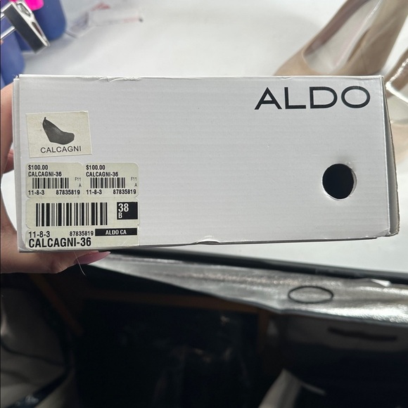 Aldo Calcagni wedge shows beige heels Seude wimsy goth anime sz 6 - Picture 5 of 11